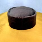 Solid Dark Brown Velvet African Mens Cap view 1