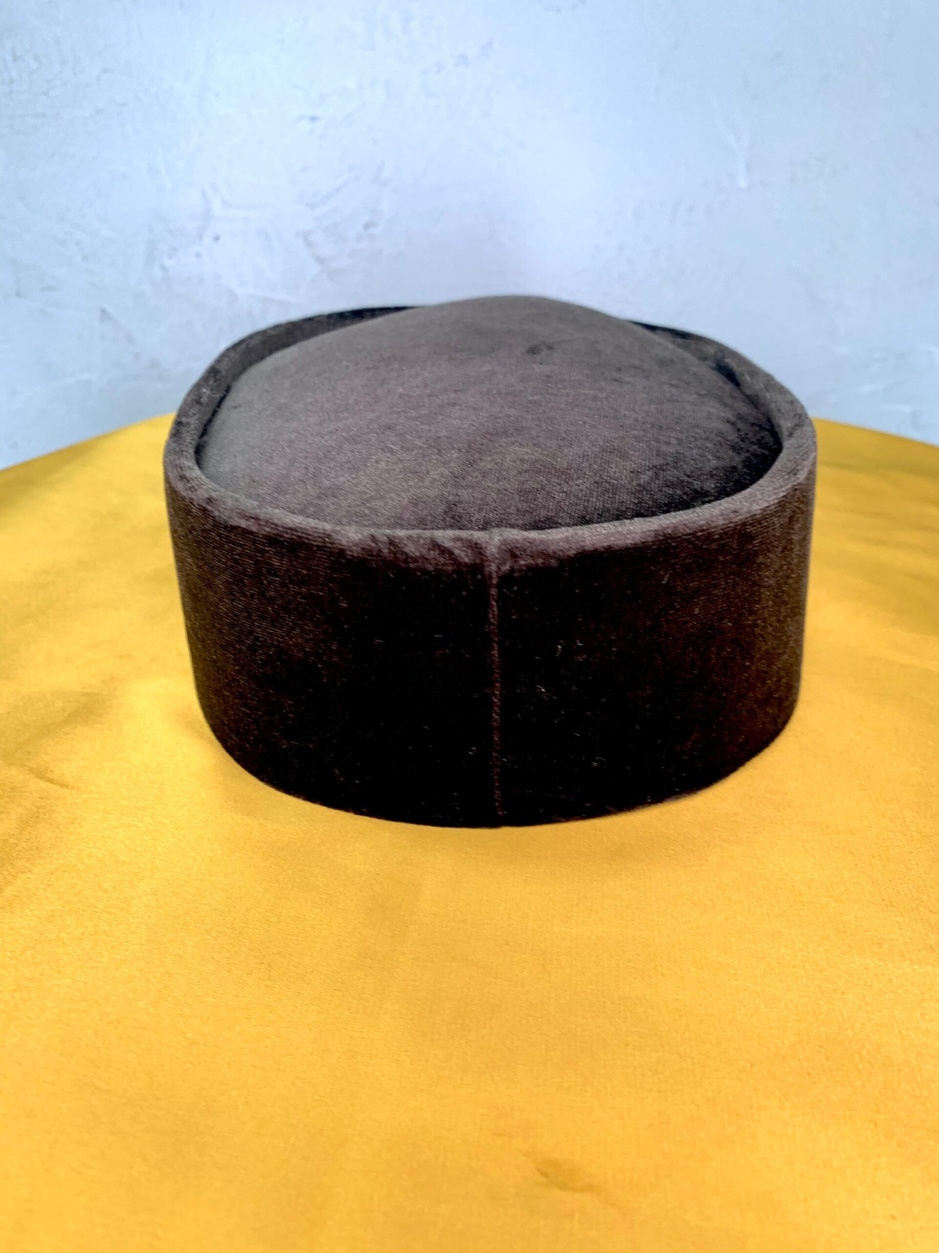 Solid Dark Brown Velvet African Mens Cap