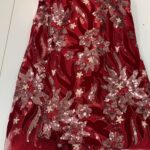 Dark Red Velvet & Silver Lace | 5 yards view 2