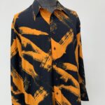 Black & Tangerine Orange Stripped Long Sleeve Shirt view 1