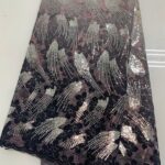 Black & Pink Streak Lace | 5 yards view 2