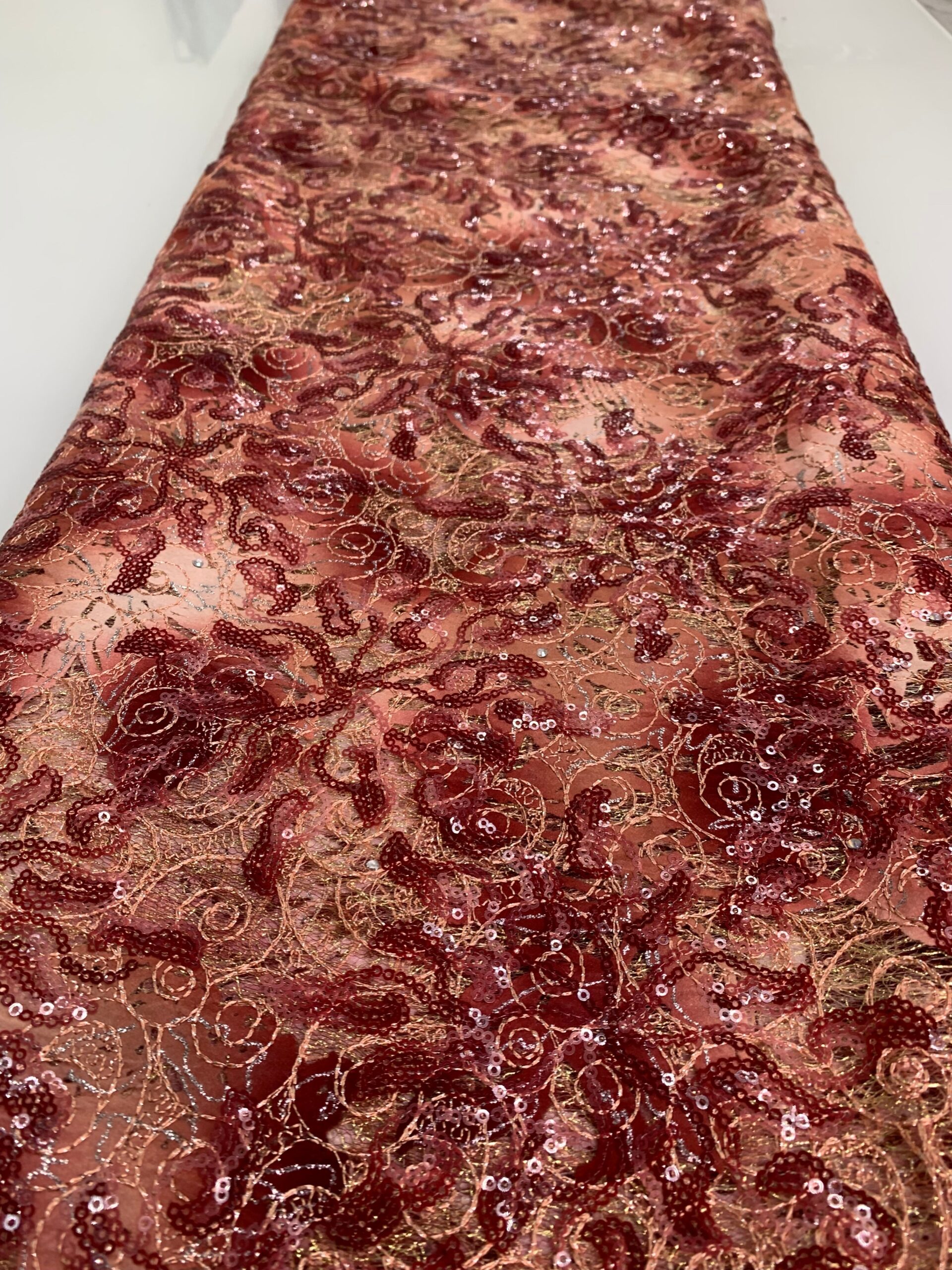 Ombré Peach Net Lace | 5 yards