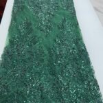 EMERALD GREEN BEADED LACE ~ 5 YARDS view 1