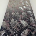Black & Pink Streak Lace | 5 yards view 1