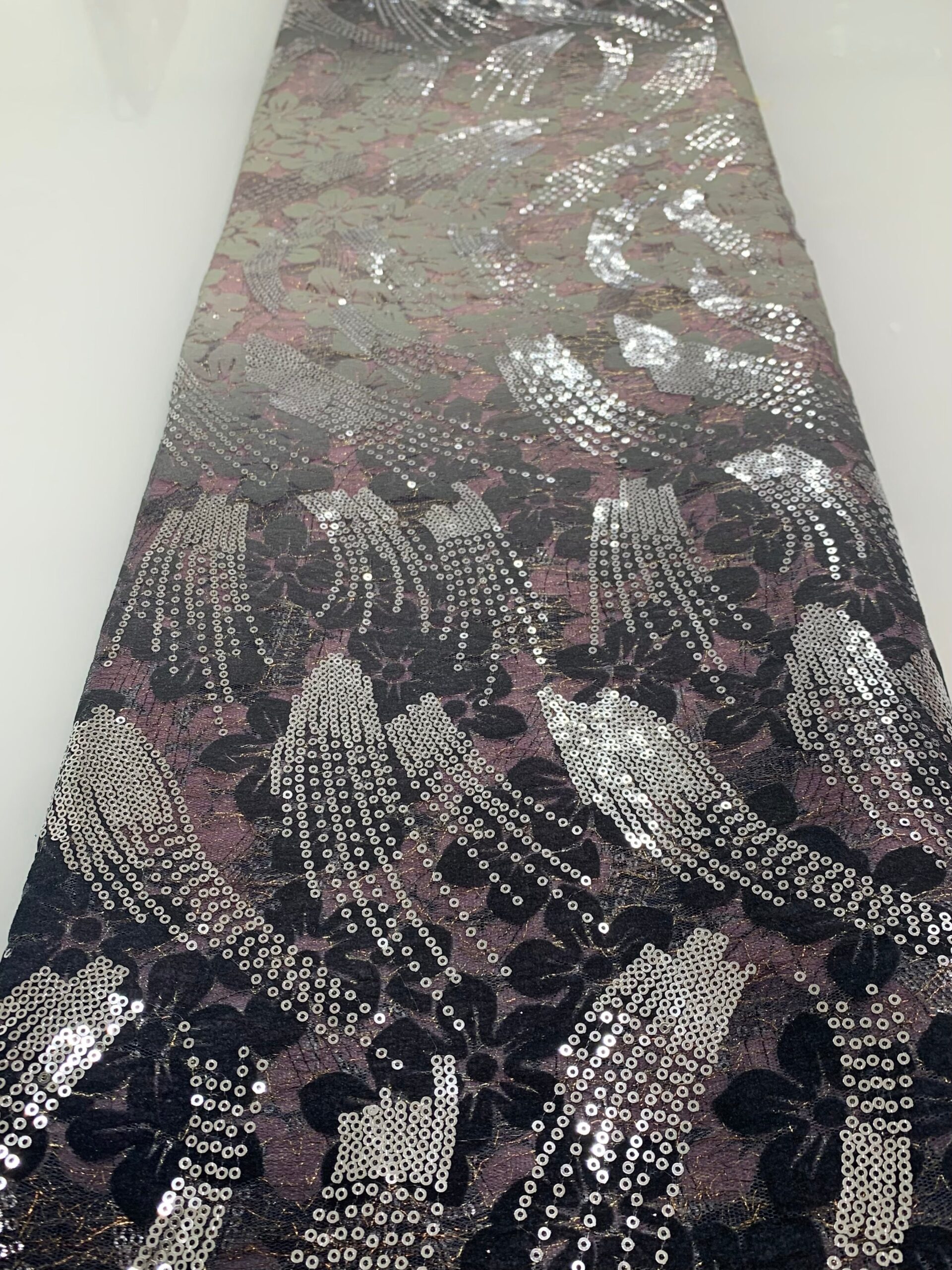 Black & Pink Streak Lace | 5 yards