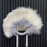 White Feathered Fan with Silver Inlays view 1