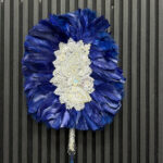 Blue Feathered Fan with Diamond Gold Inlays view 1